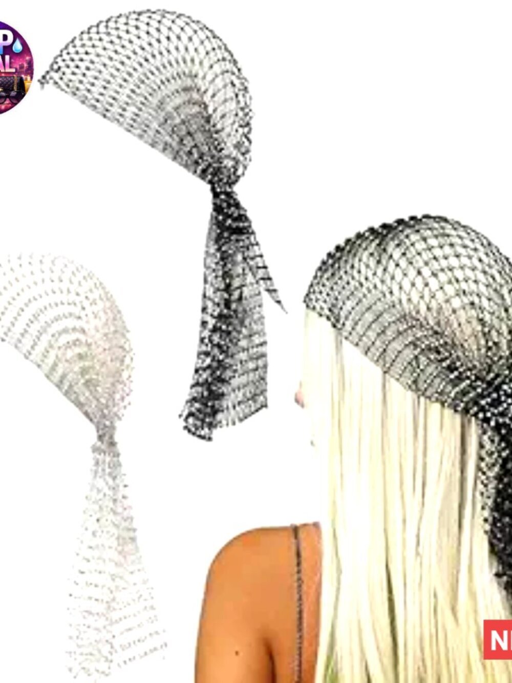 Rhinestone Mesh Headbands, Sparkly Crystal Hair Accessories, Stretchy Headwraps